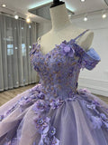 Light purple spaghetti strap applique beaded long tulle ball gown evening gown adult ceremony gown graduation ceremony gown HZ1023