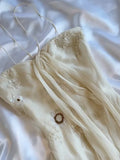 Ivory gorgeous light delicate beaded spaghetti straps long chiffon ball gown evening dress party dress HZ1023