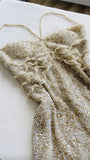 Ivory White Luxury Shiny Gorgeous Fashion Exquisite Beading Long Ankle Length Sequin Chiffon Ruffle Ball Gown Evening Dress Party Dress Prom Dress HZ1023
