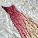 Pink gradient gorgeous fashion exquisite beading long chiffon elegant ball gown evening dress party dress HZ1023