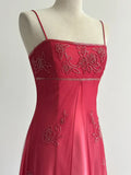 Red Fashion Elegant Exquisite Embroidery Beading Spaghetti Strap Long Tulle prom dress Evening Gown Party Dress HZ1023