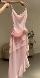 Ivory White Vintage Spaghetti Strap Long Chiffon prom dress Evening Dress Party Dress HZ1023