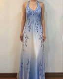 Purple Fashion Small V Neck Exquisite Beaded Long Tulle Ball Gown Evening Gown Party Dress HZ1023