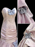 Pink sweet bow decoration long floor-length ball gown evening dress adult ceremony birthday dress HZ1023