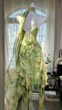 Green Romantic Elegant Exquisite Beaded Backless Long Chiffon Ruffle Homecoming Dress Prom Dress Evening Dress Birthday Vacation Party Dress HZ1023