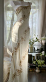 Ivory White Vintage Fashion One Shoulder Exquisite Beaded Long Chiffon Ball Gown Birthday Party Dress Cocktail Party Dress Evening Dress Prom Dress HZ1023