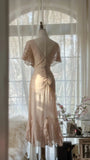 Light Pink Romantic Gorgeous Exquisite Elegant Beaded Long Chiffon Evening Dress Prom Dress Prom Dress Birthday Vacation Party Dress HZ1023