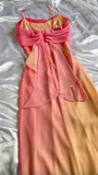 orange fashion gradient elegant spaghetti strap long chiffon prom dress evening dress party dress HZ1023