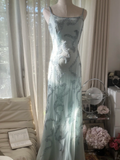 Light Blue Gorgeous Sparkling Fashion Elegant Exquisite Beaded Long Chiffon Fairy Ball Gown Evening Dress Birthday/Wedding Guest/Vacation Party Dress Prom Dress Valentine's Day Date Dress HZ1023