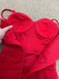 Red fashion cute sweet simple short dress HZ1023