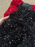 Black Shiny Fashion Short Mini Sequin Homecoming Dress Birthday Party Dress HZ1023