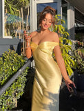 Yellow/blue fashionable simple mermaid strapless long satin Ball gown, prom dress, evening dress, party dress HZ1023