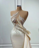 Champagne color gorgeous exquisite beading long elegant evening gown sexy formal prom dress party dress HZ1023