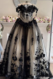 Red gorgeous exquisite sweet floral applique long tulle ball gown evening gown wedding dress HZ1023