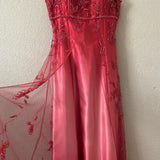 Pink Gorgeous Vintage Fashion Elegant Exquisite Beading Long Tulle Satin Ball Gown Evening Dress Party Dress Prom Dress HZ1023