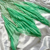 Mint Green Shiny Charming Stunning Unique Fashion Beautiful Elegant Delicate Lace Long Lace Sequin Fairy Ball Gown Evening Gown Birthday Party Gown Prom Gown HZ1023
