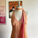 Orange Pink Fashion Elegant V-neck Halter Backless Lace-up Long Tulle Ball Gown Evening Dress Party Dress HZ1023