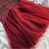 Red gorgeous luxury elegant exquisite beading shiny vintage fashion long elegant tulle ball gown evening dress birthday party dress prom dress HZ1023