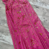 Stunning Rare Hot Pink Vintage Fashion Elegant Delicate Floral Sequin Long Chiffon Sequin Ball Gown Evening Dress Birthday Party Dress Fairy Dress Homecoming Dress Wedding Guest Dress Prom Dress HZ1023