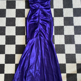 Dark Purple Vintage Fashion Shiny Rhinestone Elegant Long Satin Ball Gown Evening Dress Birthday Party Dress Prom Dress HZ1023