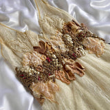 Off-white exquisite floral lace beaded long tulle ball gown, evening dress, party dress bridesmaid dress HZ1023