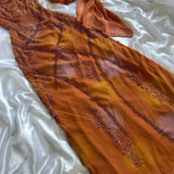 Orange Gorgeous Vintage Exquisite Beading Long Chiffon Ball Gown Evening Dress Party Dress HZ1023