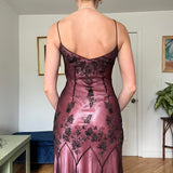 Dark Pink Purple Gorgeous Vintage Delicate Beaded Spaghetti Straps Fairy Long/Midi/Short Chiffon Ball Gown Evening Gown Party Gown Wedding Guest Gown Homecoming Gown Graduation Gown Mother of the Bride Gown Prom Gown HZ1023