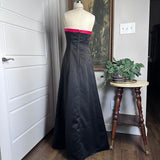Black pink elegant delicate floral applique rhinestones vintage fashion long spaghetti strap satin ball gown evening dress party dress prom dress HZ1023