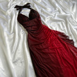 Burgundy shiny elegant strappy long tulle ball gown evening dress birthday party dress HZ1023