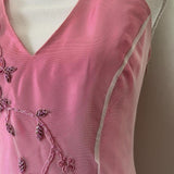 Pink Fashion Gradient Elegant V-neck Exquisite Floral Beading Backless Long Tulle Satin prom dress Evening Dress Party Dress HZ1023