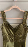 Olive Green Vintage Fashion Elegant Beading Bodycon Long Prom Gown Evening Dress Party Dress HZ1023