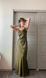 Olive Green Vintage Fashion Elegant Beading Bodycon Long Prom Gown Evening Dress Party Dress HZ1023