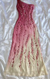Pink gradient gorgeous fashion exquisite beading long chiffon elegant ball gown evening dress party dress HZ1023