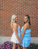 Blue floral elegant cute short bodycon homecoming dress prom dress party dress HZ1023