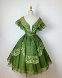 Green sweet and cute exquisite lace long tulle prom dress evening dress birthday party dress homecoming dress HZ1023