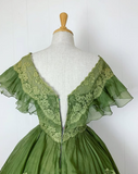 Green sweet and cute exquisite lace long tulle prom dress evening dress birthday party dress homecoming dress HZ1023