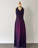 Purple Shiny Gorgeous Elegant Fashion Gradient Exquisite Beading Long Tulle Satin Ball Gown Evening Dress Party Dress Prom Dress HZ1023