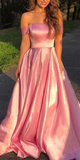 Off Shoulder Straight Neckline A-Line Backless Prom Dresses HZ1023