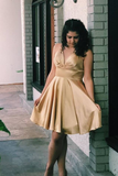 Empire Champagne A-line Short Homecoming Dress HZ1023