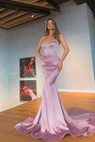 Light Purple Spaghetti-Straps Mermaid Prom Dress With Sequins HZ1023