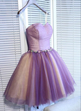 Cute Purple Sweetheart Tulle Pretty Homecoming Dresses, Short Prom Dress HZ1023