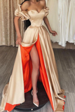 Sweetheart Off-the-Shoulder Long Prom Dress With Split HZ1023