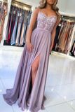 Spaghetti-Straps Applique Mermaid Prom Dress With Split HZ1023