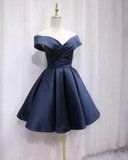Short Satin Off Shoulder Homecoming Dress For Prom HZ1023