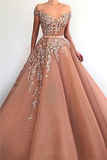 Elegant Off-The-Shoulder Appliques V-Neck Mermaid Prom Dress With Belt HZ1023