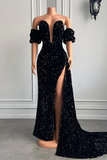 Sweetheart Bubble Sleeves Mermaid Prom Dress With Split HZ1023