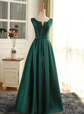 Beautiful Green Satin Long Simple Party Dress, Green Prom Dress HZ1023