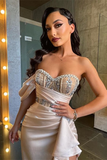 One Shoulder Beadings Mermaid Prom Dress Side Slit HZ1023