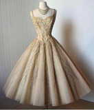 Elegant A-Line Straps Sweetheart Tea-Length Sleeveless Homecoming Dresses HZ1023