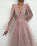 Lizakosht A line Evening Dress Promdress Short Simple Evening Gown Long Sleeves Robe De Soiree Formal Party Dresses Custom made HZ1023